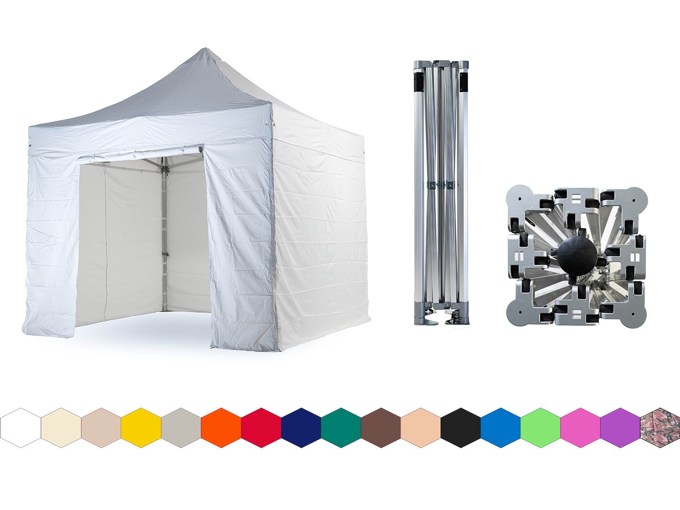 Nůžkový párty stan 4x4 m TENTino BIG HEXAGON Barva opláštění: 1A - BÍLÁ