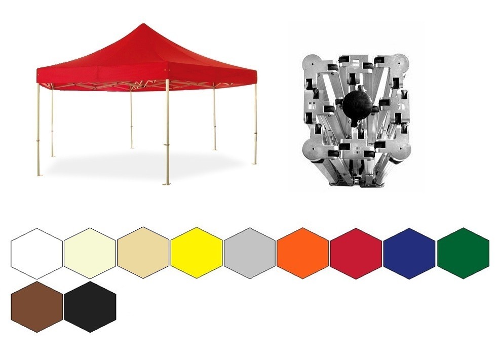 Nůžkový párty stan 3x3x3 m TENTino BIG HEXAGON Barva opláštění: 5A - ŠEDÁ