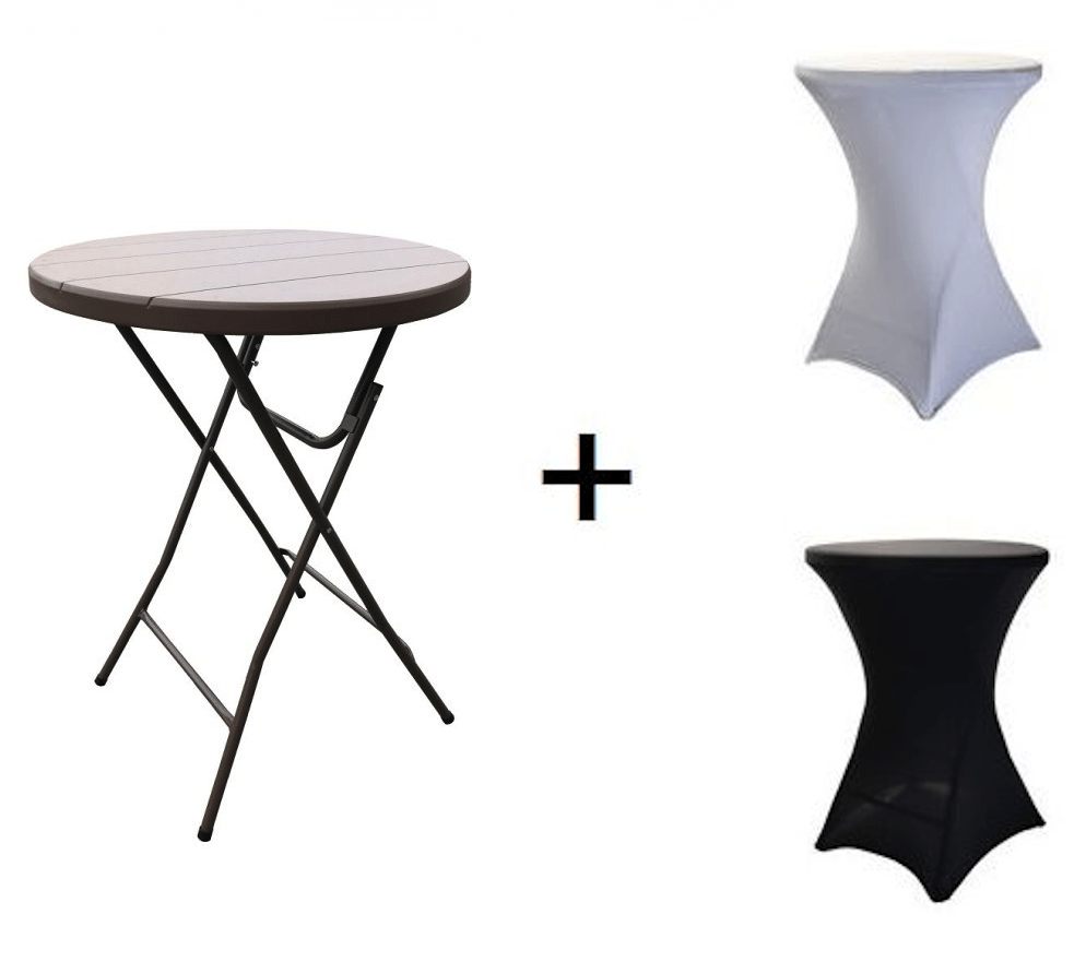 TENTino Bistro stůl koktejlový průměr 80 cm - IMITACE DŘEVA BSTL80D Barva: ČERNÁ