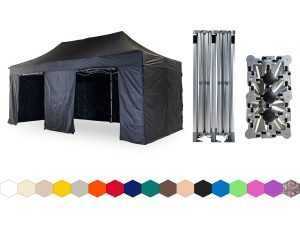 Nůžkový párty stan 3x6 m /6 noh TENTino BIG HEXAGON EXTREME Barva opláštění: 11A - ČERNÁ