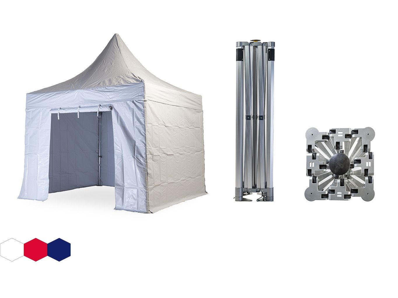 Nůžkový párty stan 3x3 m TENTino BH EXTREME PVC EXTRA HIGH ROOF Barva opláštění: 1A - BÍLÁ