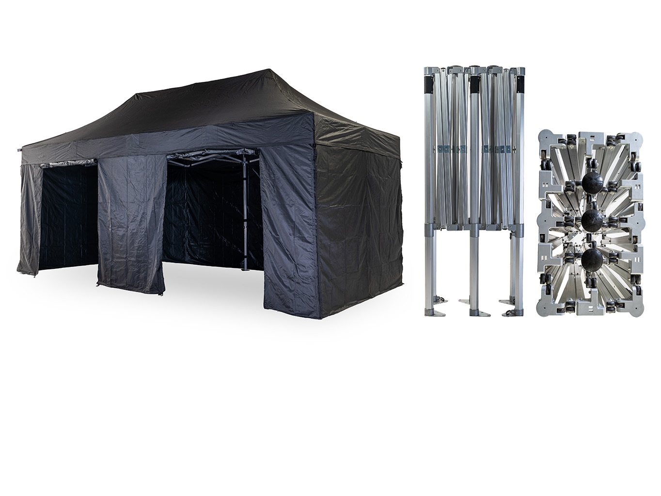 Nůžkový párty stan 4x6 m /6 noh TENTino BIG HEXAGON EXTREME Barva opláštění: 17A - ANTRACIT