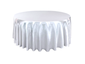 Saténový ubrus na kulaté stoly (průměr 274 cm) Barva ubrusu: BÍLÁ