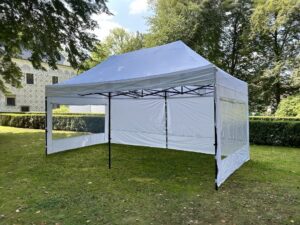 Nůžkový párty stan 3x6 m /6 noh STEEL HEXAGON Barva opláštění: 7A - ČERVENÁ