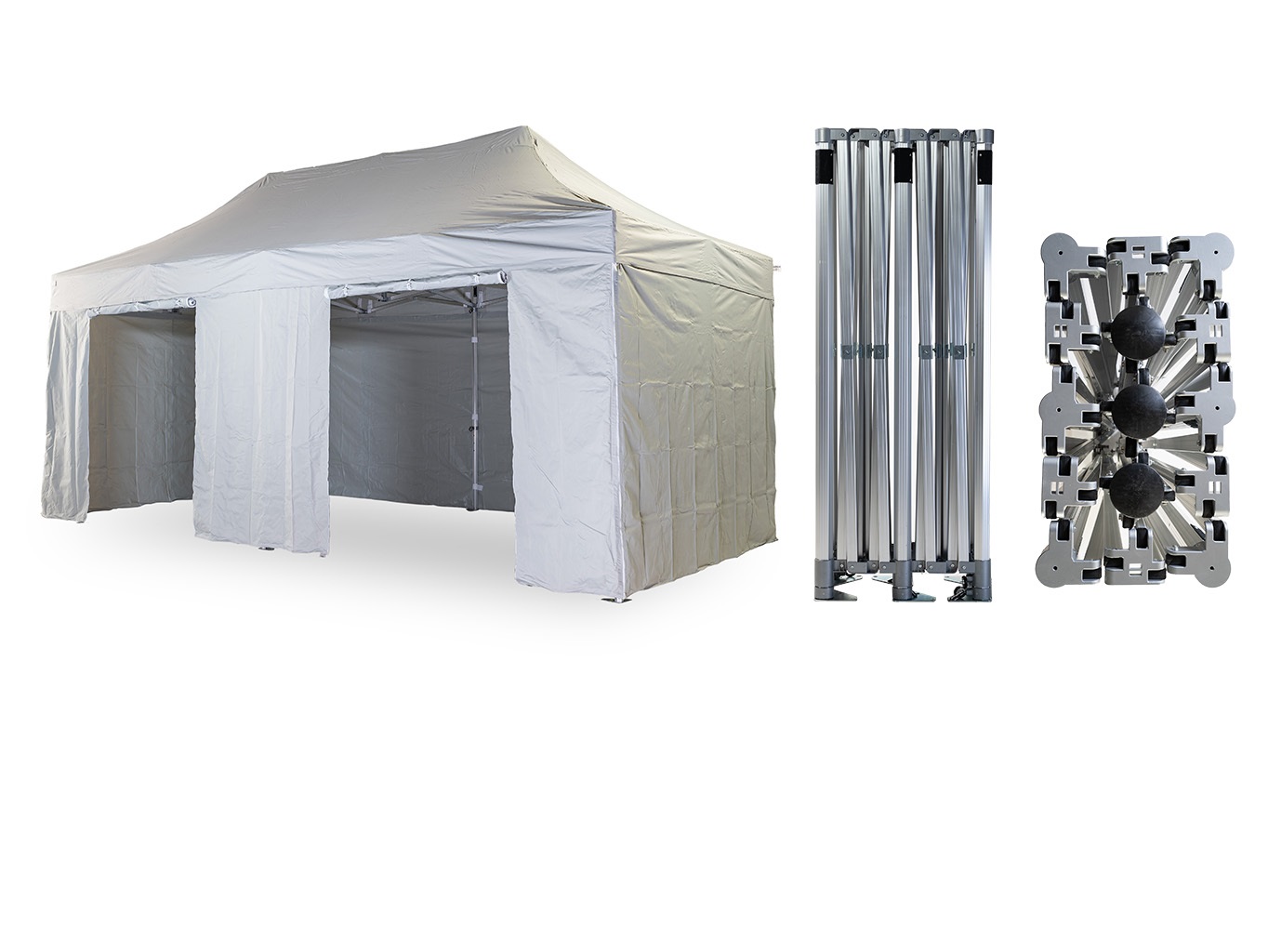 Nůžkový párty stan 4x8 m TENTino BIG HEXAGON EXTREME EXTRA HIGH ROOF Barva opláštění: 5A - ŠEDÁ