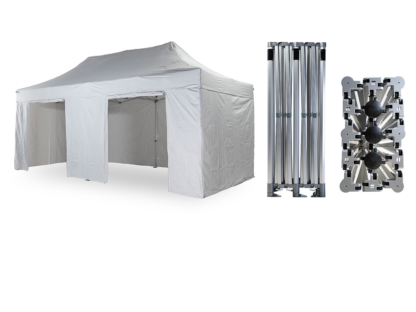 Nůžkový párty stan 4x8 m TENTino BIG HEXAGON EXTREME EXTRA HIGH ROOF Barva opláštění: 1A - BÍLÁ