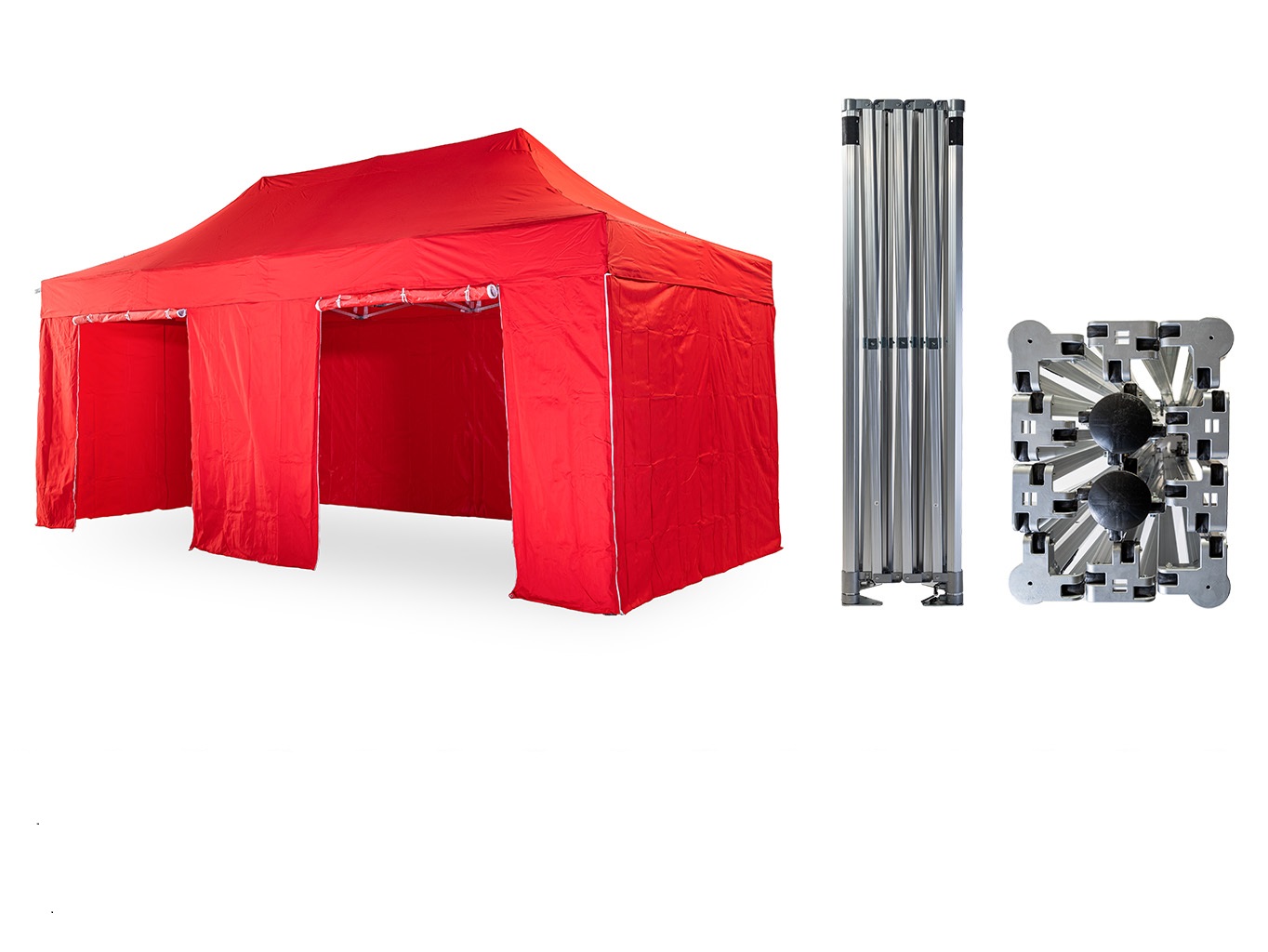 Nůžkový párty stan 4x6 m /4 nohy TENTino BIG HEXAGON EXTRA HIGH ROOF Barva opláštění: 8A - MODRÁ