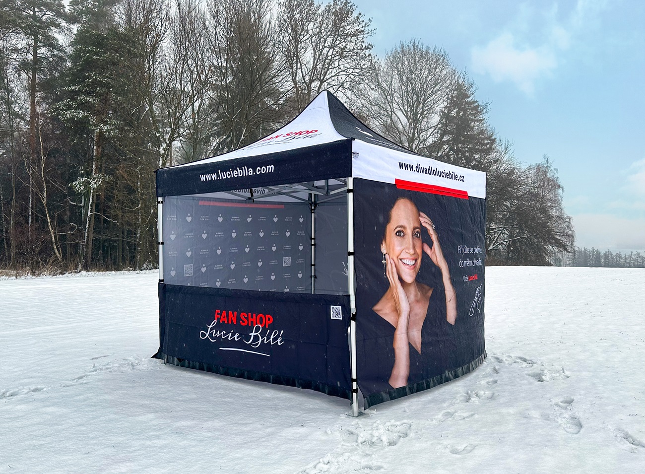 TENTino SET - Nůžkový párty stan 3x3 m s jednostranným potiskem Typ konstrukce: SMALL HEXAGON