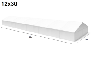 TENTino Velkokapacitní párty stan 12x30 m Varianta: BAZAROVÝ BÍLÝ