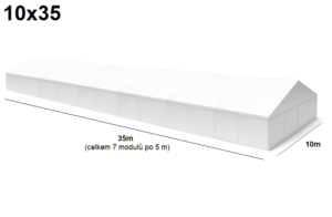 Velkokapacitní párty stan 10x35 m Varianta: NOVÝ BÍLÝ
