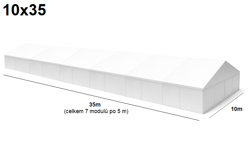 Velkokapacitní párty stan 10x35 m Varianta: NOVÝ BÍLÝ