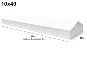 TENTino Velkokapacitní párty stan 10x40 m Varianta: NOVÝ BÍLÝ