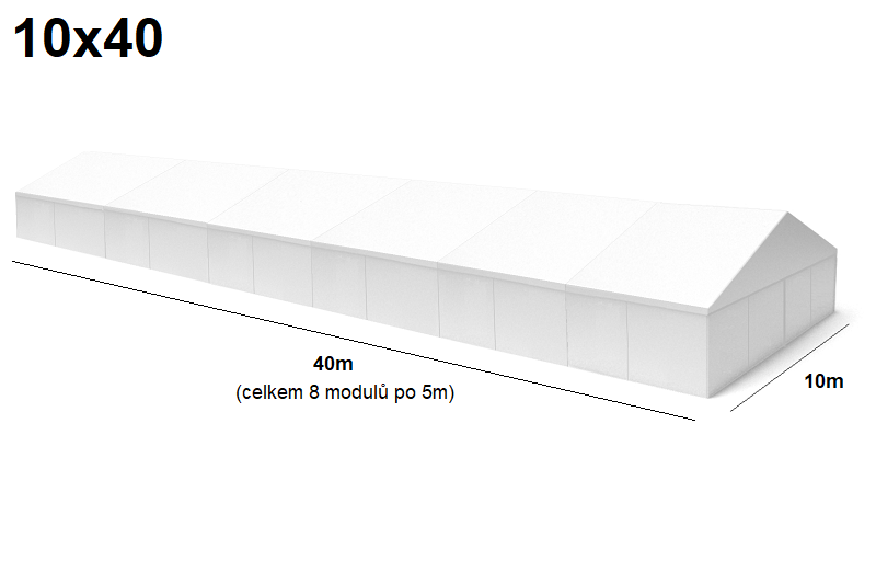 TENTino Velkokapacitní párty stan 10x40 m Varianta: NOVÝ BÍLÝ