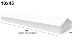 TENTino Velkokapacitní párty stan 10x45 m Varianta: NOVÝ BÍLÝ
