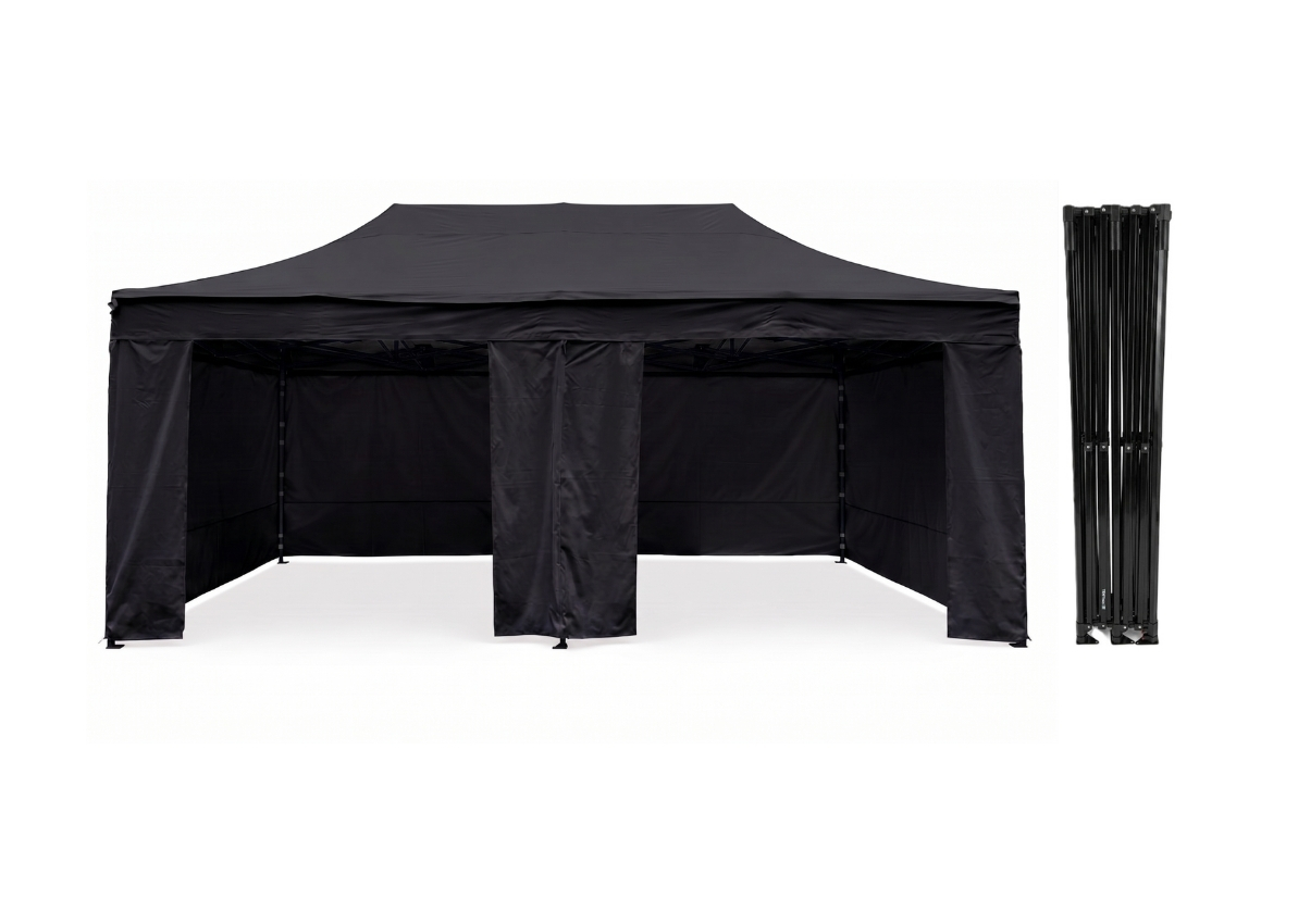 TENTino Nůžkový párty stan 4x8 m STEEL HEXAGON Barva opláštění (Zvolte variantu): 11A - ČERNÁ