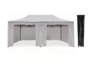 TENTino Nůžkový párty stan 4x8 m STEEL HEXAGON Barva opláštění (Zvolte variantu): 5A - ŠEDÁ