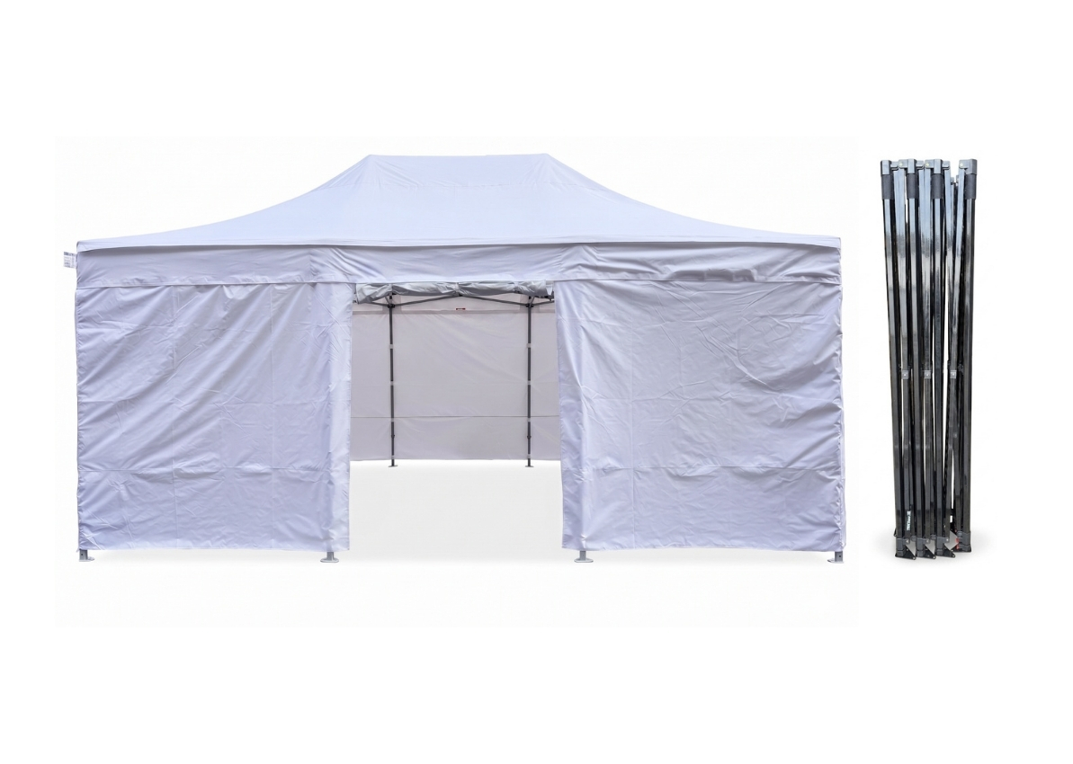 TENTino Nůžkový párty stan 4x6 m / 8 noh STEEL HEXAGON Barva opláštění (Zvolte variantu): 1A - BÍLÁ