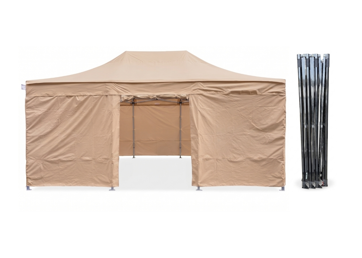TENTino Nůžkový párty stan 4x6 m / 8 noh STEEL HEXAGON Barva opláštění (Zvolte variantu): 3A - BÉŽOVÁ