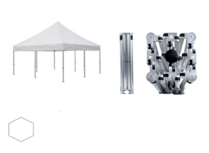 Nůžkový párty stan 5x5 m TENTino BIG HEXAGON Barva opláštění (Zvolte variantu): 11A - ČERNÁ